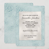 Blue Mint Leopard Print Glitzer Einladung (Vorne/Hinten)