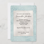 Blue Mint Leopard Print Glitzer Einladung (Vorderseite)
