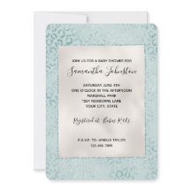 Blue Mint Leopard Print Glitzer