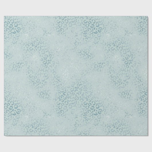 Blue Mint Leopard Print Glitzer Geschenkpapier (Flach)