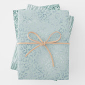 Blue Mint Leopard Print Glitzer Geschenkpapier Set (Beispiel)