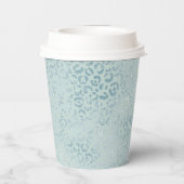 Blue Mint Leopard Print Glitzer Pappbecher (Rückseite)