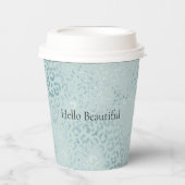 Blue Mint Leopard Print Glitzer Pappbecher (Vorderseite)