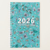 Blue Mint Magic Watercolor Floral 2026 Customized Planer (Vorderseite)