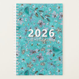 Blue Mint Magic Watercolor Floral 2026 Customized Planer