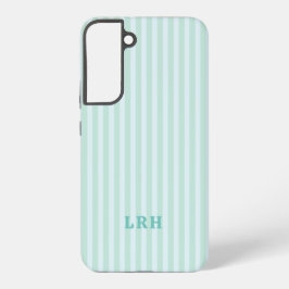 Blue Mint Stripe Vintage Tiny Initials Monogram Samsung Galaxy Hülle