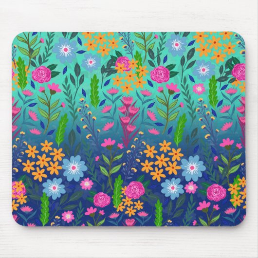 Blue Minze Gradient Garden Blume Hübsches Design Mousepad (Vorne)