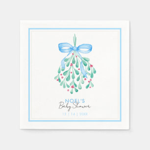 Blue Mistletoe Baby Shower Napkins Serviette