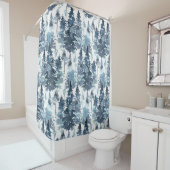 Blue Misty Trees Duschvorhang (Beispiel)