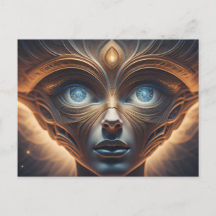 Blue Mit Augen Alien Postkarte