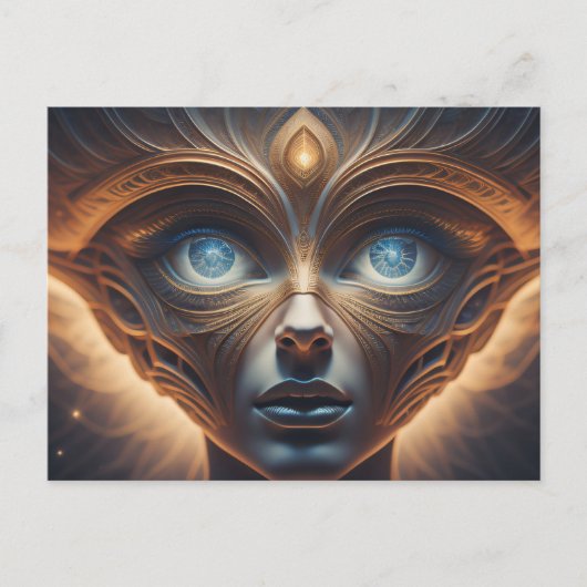 Blue Mit Augen Alien Postkarte (Vorderseite)