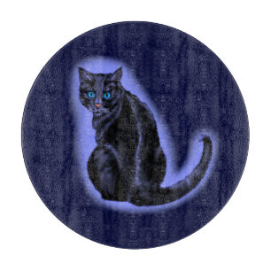 Blue Mit Augen Black Cat Cutting Board Schneidebrett