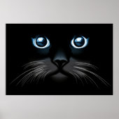 Blue Mit Augen Black Cat Face Poster (Vorne)