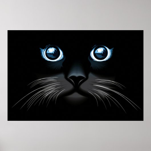 Blue Mit Augen Black Cat Face Poster (Vorne)