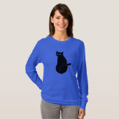 Blue Mit Augen Black Cat Funny T - Shirt (Vorne ganz)