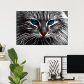 Blue Mit Augen Cat Animal Foto Nature Wall Poster (Heimbüro)