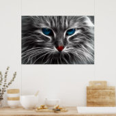 Blue Mit Augen Cat Animal Foto Nature Wall Poster (Küche)