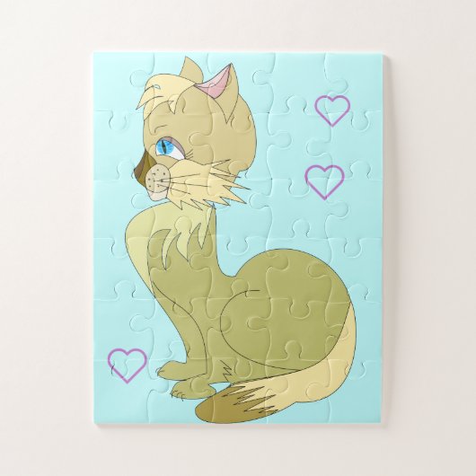 Blue Mit Augen Cat Jigsaw Puzzle (Vertikal)
