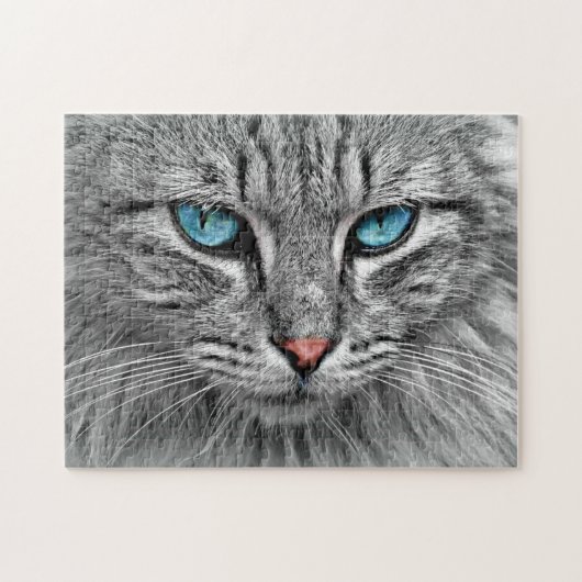 Blue Mit Augen Cat Jigsaw Puzzle Geschenk (Horizontal)