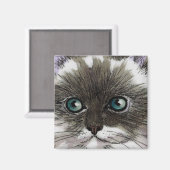 Blue Mit Augen Cat Magnet (Vorderseite/Rückseite)