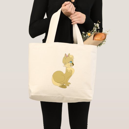Blue Mit Augen Cat Tote Bag Jumbo Stoffbeutel (Vorderseite (Produkt))
