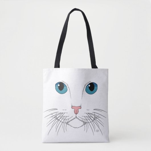 Blue Mit Augen Cat Tote Bag Tasche (Vorderseite)
