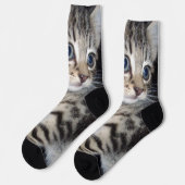 Blue Mit Augen Fluffy Kitten, Crew Socken (Linkes Detail)