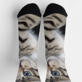 Blue Mit Augen Fluffy Kitten, Crew Socken (Oben)