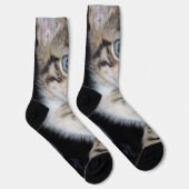Blue Mit Augen Fluffy Kitten, Crew Socken (Rechts)