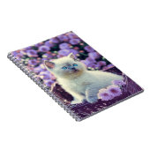 Blue Mit Augen Kitten Baby Cat In Basket Lilac Blu Notizblock (Rechte Seite)