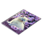Blue Mit Augen Kitten Baby Cat In Basket Lilac Blu Notizblock (Linke Seite)