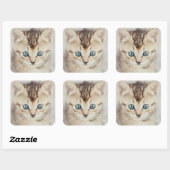 Blue Mit Augen Kitty Quadratischer Aufkleber (Blatt)
