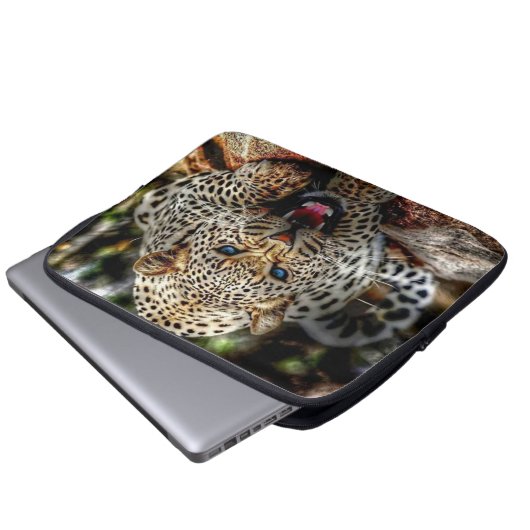 Blue Mit Augen Leopard Laptopschutzhülle (Vorne Knopf)