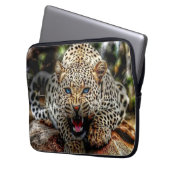 Blue Mit Augen Leopard Laptopschutzhülle (Vorderseite Links)