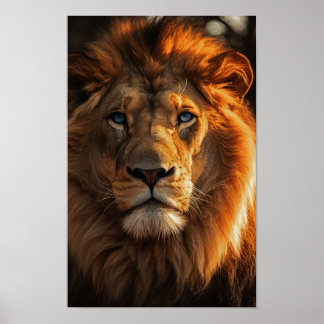 Blue Mit Augen Lion Poster
