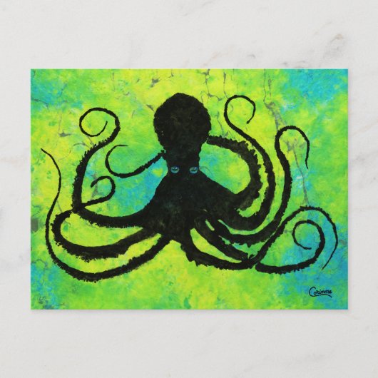 Blue Mit Augen Octopus - Postkarte (Vorderseite)