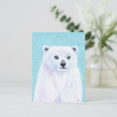 Blue Mit Augen Polar Bear Winter Postkarte (Stehend Vorderseite)