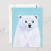 Blue Mit Augen Polar Bear Winter Postkarte (Vorne/Hinten)
