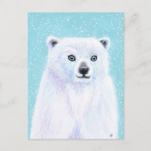 Blue Mit Augen Polar Bear Winter Postkarte (Vorderseite)