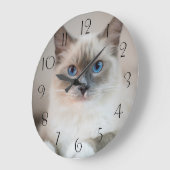 Blue Mit Augen Ragdoll Cat Große Wanduhr (Winkel)