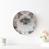 Blue Mit Augen Ragdoll Cat Große Wanduhr (Zuhause)