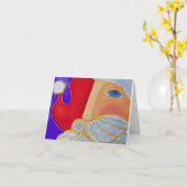 Blue Mit Augen Santa Claus Abstrakte Kunst Karte (Gelbe Blume)