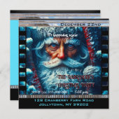 Blue Mit Augen Santa Snowy Schönes Weihnachtsfest Einladung (Vorne/Hinten)