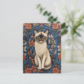 Blue Mit Augen Siamese Cat William Morris Inspirie Postkarte (Stehend Vorderseite)