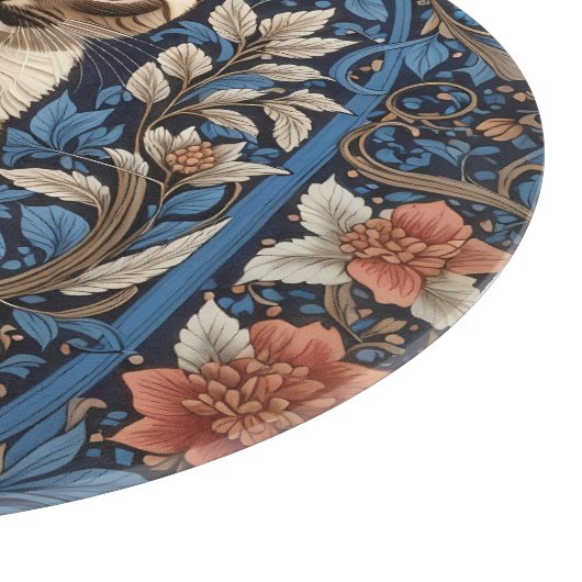 Blue Mit Augen Siamese Cat William Morris Inspirie Schneidebrett (Ecke)