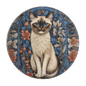 Blue Mit Augen Siamese Cat William Morris Inspirie Schneidebrett (Vorderseite)