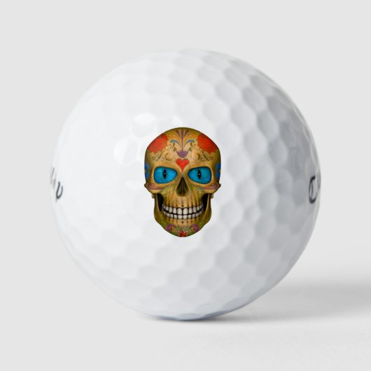 Blue Mit Augen Sugar Skull Zombie Golf Balls Golfball (Vorderseite)