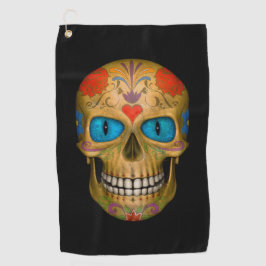 Blue Mit Augen Sugar Skull Zombie Untote Golftüche Golfhandtuch