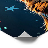 Blue-Mit Augen Tabby Cat Gazes bei Starry Night Sk Poster (Ecke)