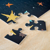Blue-Mit Augen Tabby Cat Gazes bei Starry Night Sk Puzzle (Seite)